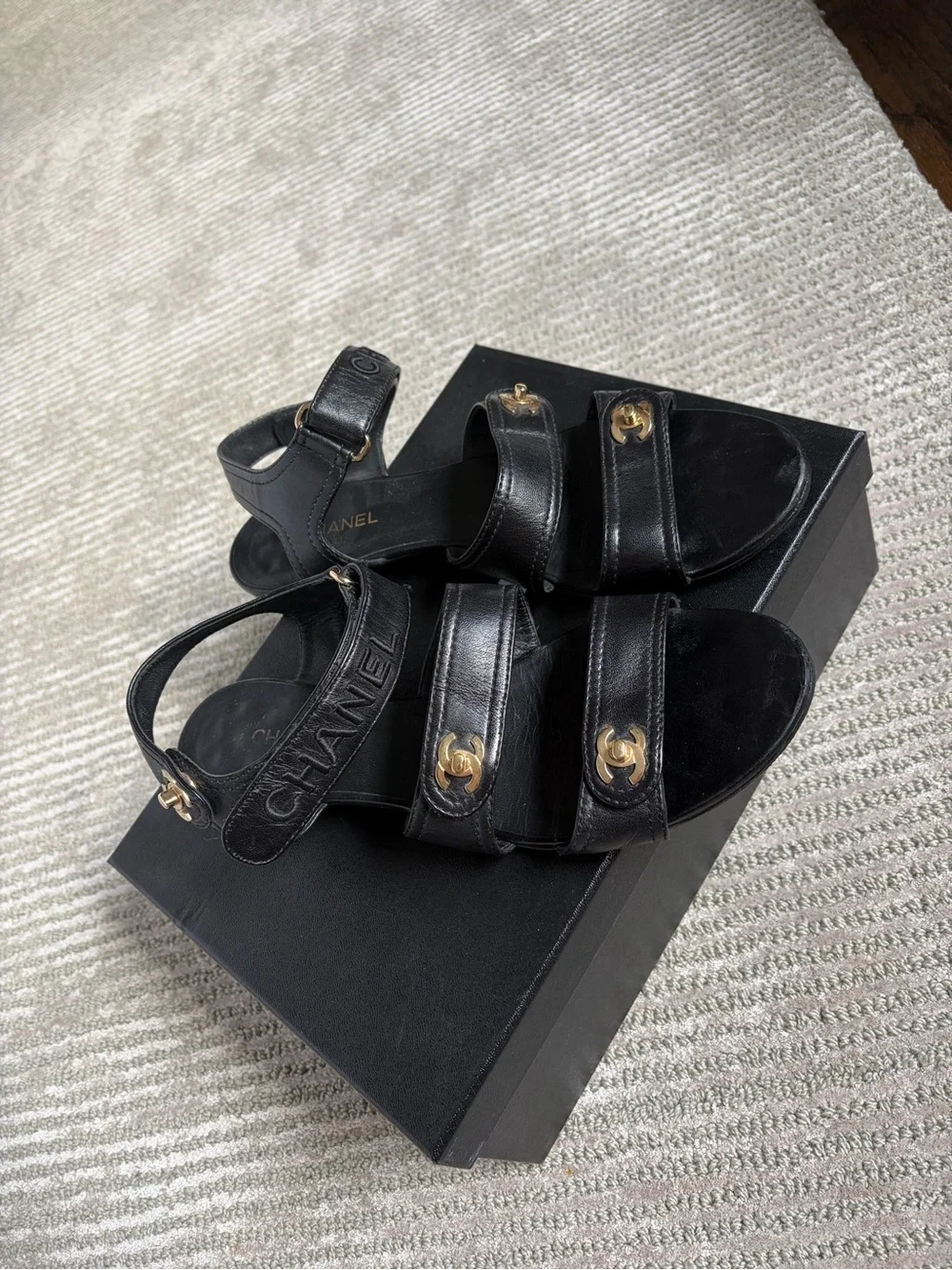Chanel Interlocking CC Logo Slingback Sandals Size 40